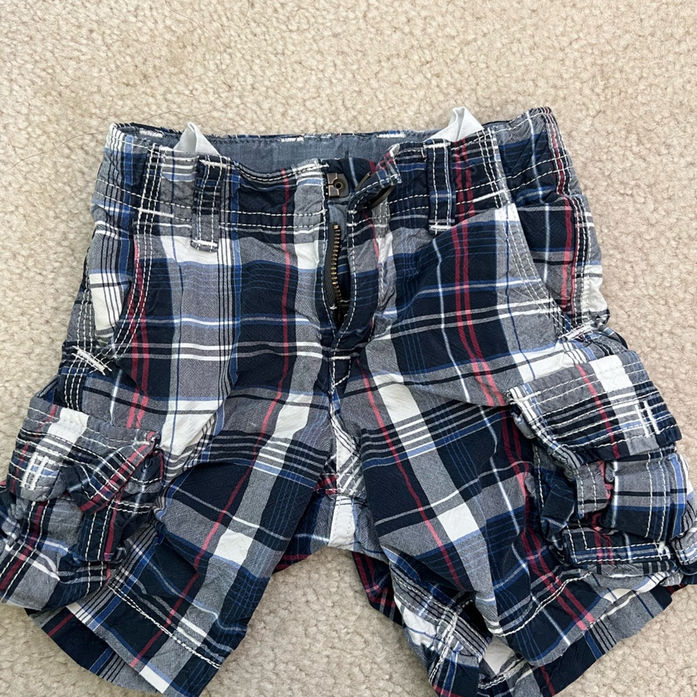 babyGap Plaid Cargo Shorts - Navy, White & Red
